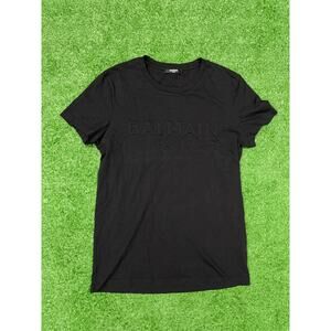 Balmain Logo Embossed T-Shirt Black Size M